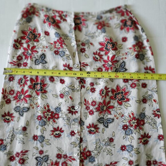 Emma James Floral Linen Rayon Blend Button Up the Front Skirt Size 12 - Picture 10 of 14